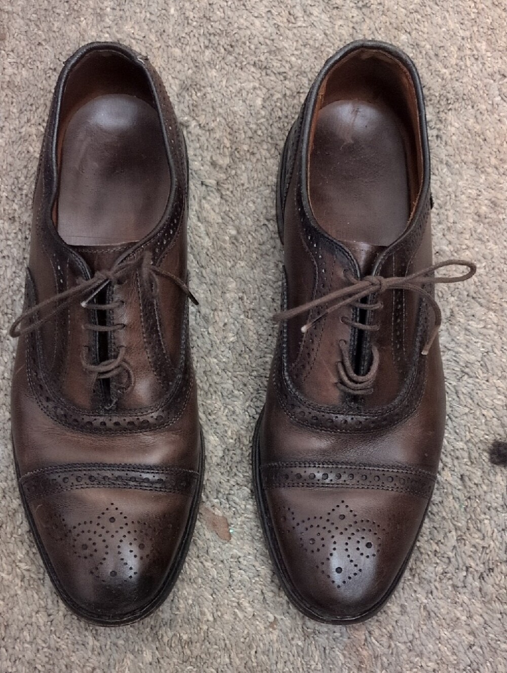 Men's Dark Brown Leather Oxford Brogue Dress Shoes